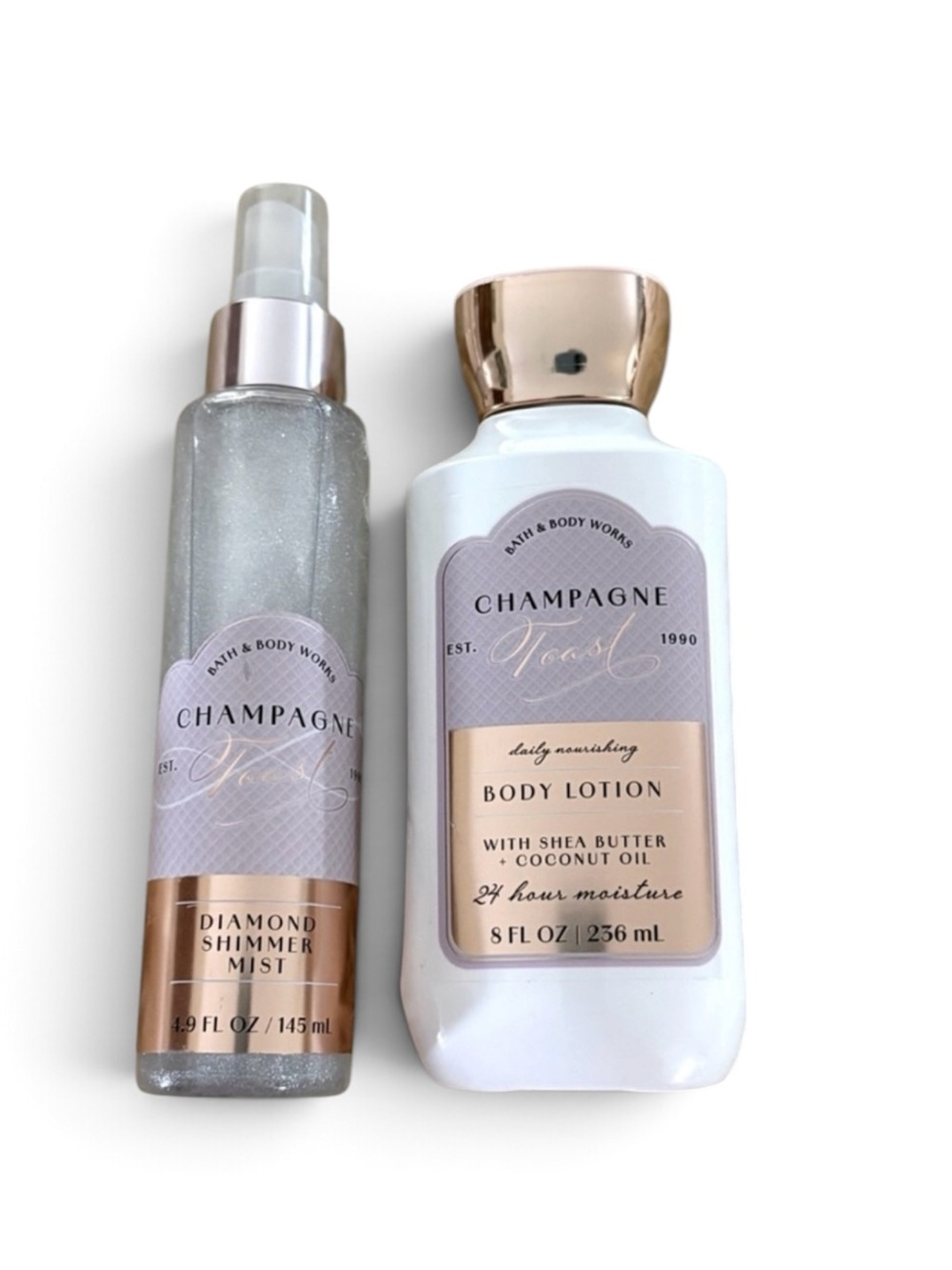 NWT Set/2 Bath & Body Works Champagne Toast Body Lotion and Shimmering Mist